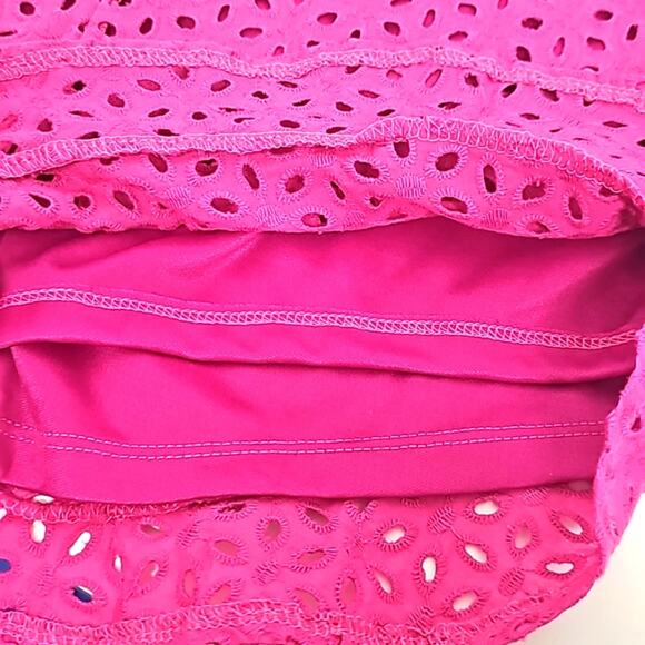 VOGE Boutique Womens Eyelet Fushsia Lined Shorts Ruffled Hem Back Zip Sz L (NWT) - Picture 6 of 10
